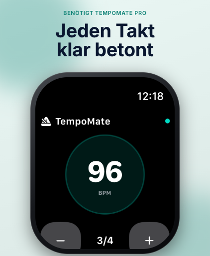 TempoMate: Metronom Apple Watch Wiedergabe-Steuerung und Handgelenk-Haptik