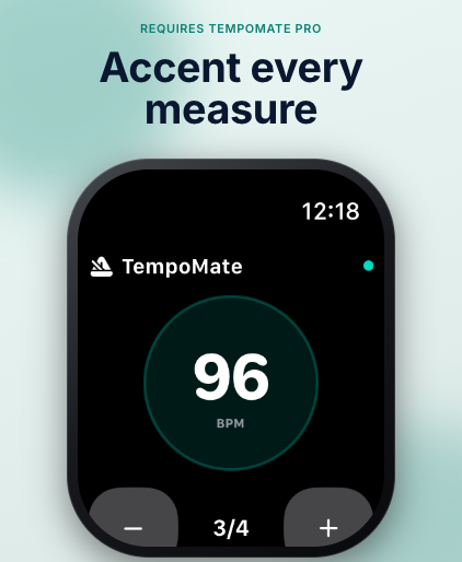 TempoMate: Metronome Apple Watch play controls and wrist haptic beats