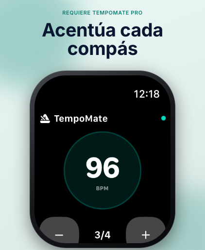 TempoMate: Metrónomo controles de reproducción y pulsos hápticos en la muñeca