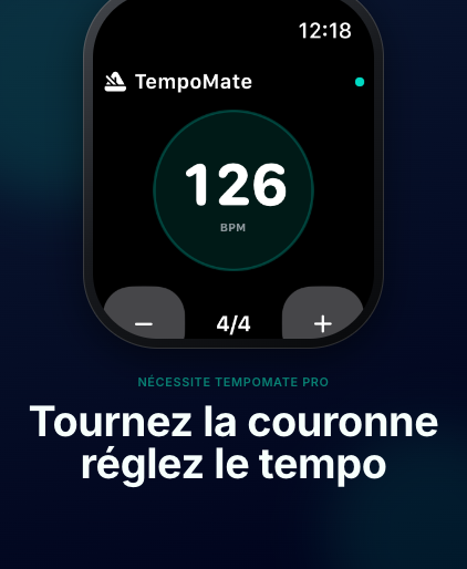 TempoMate : Métronome signature rythmique et réglage du tempo sur Apple Watch