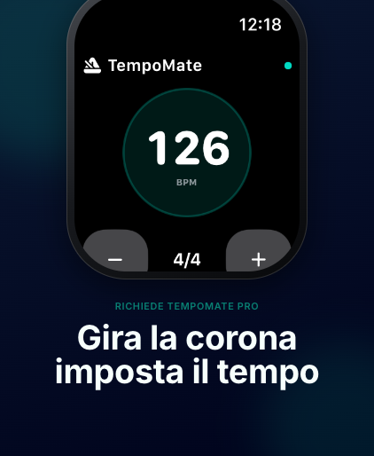 TempoMate: Metronomo indicazione di tempo e regolazione del tempo su Apple Watch