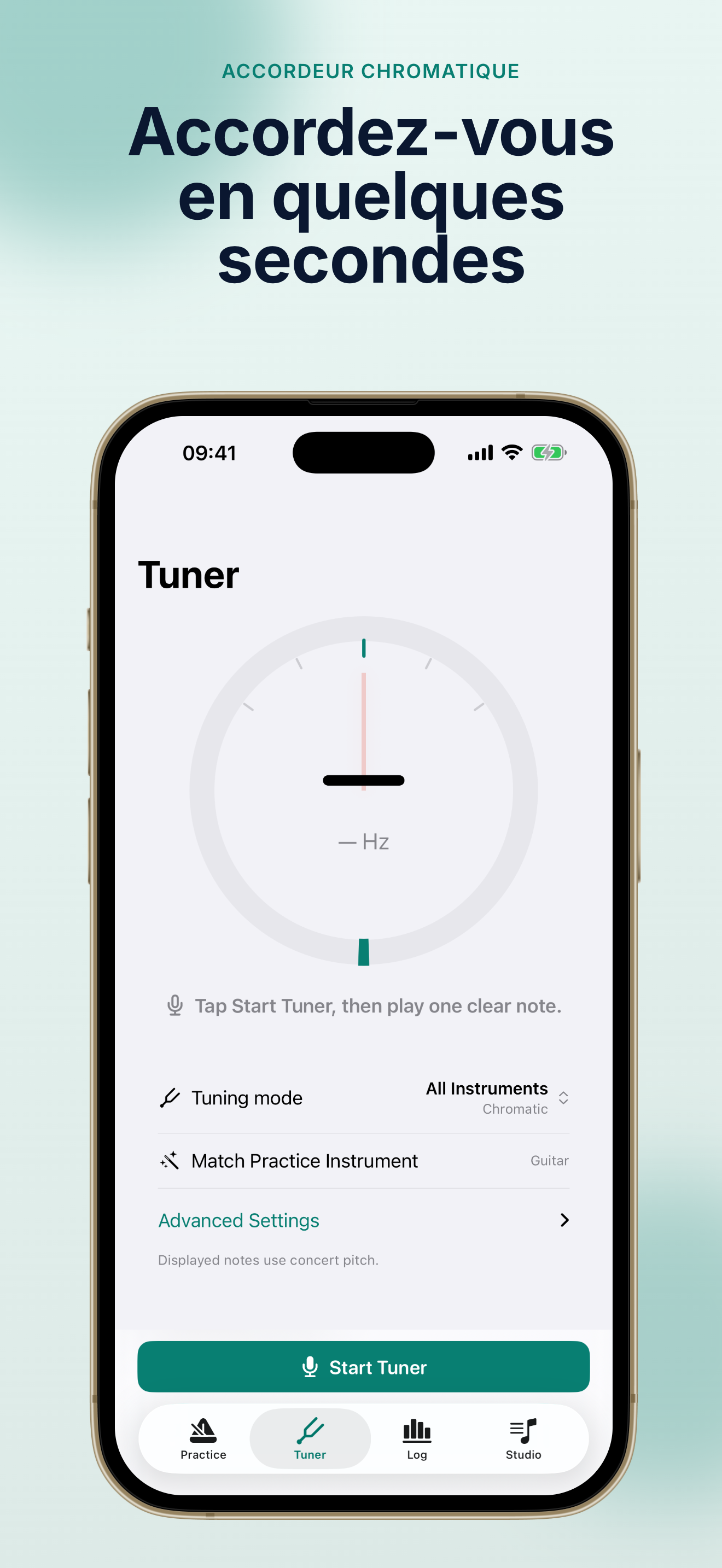 Vue de session de pratique TempoMate : Métronome
