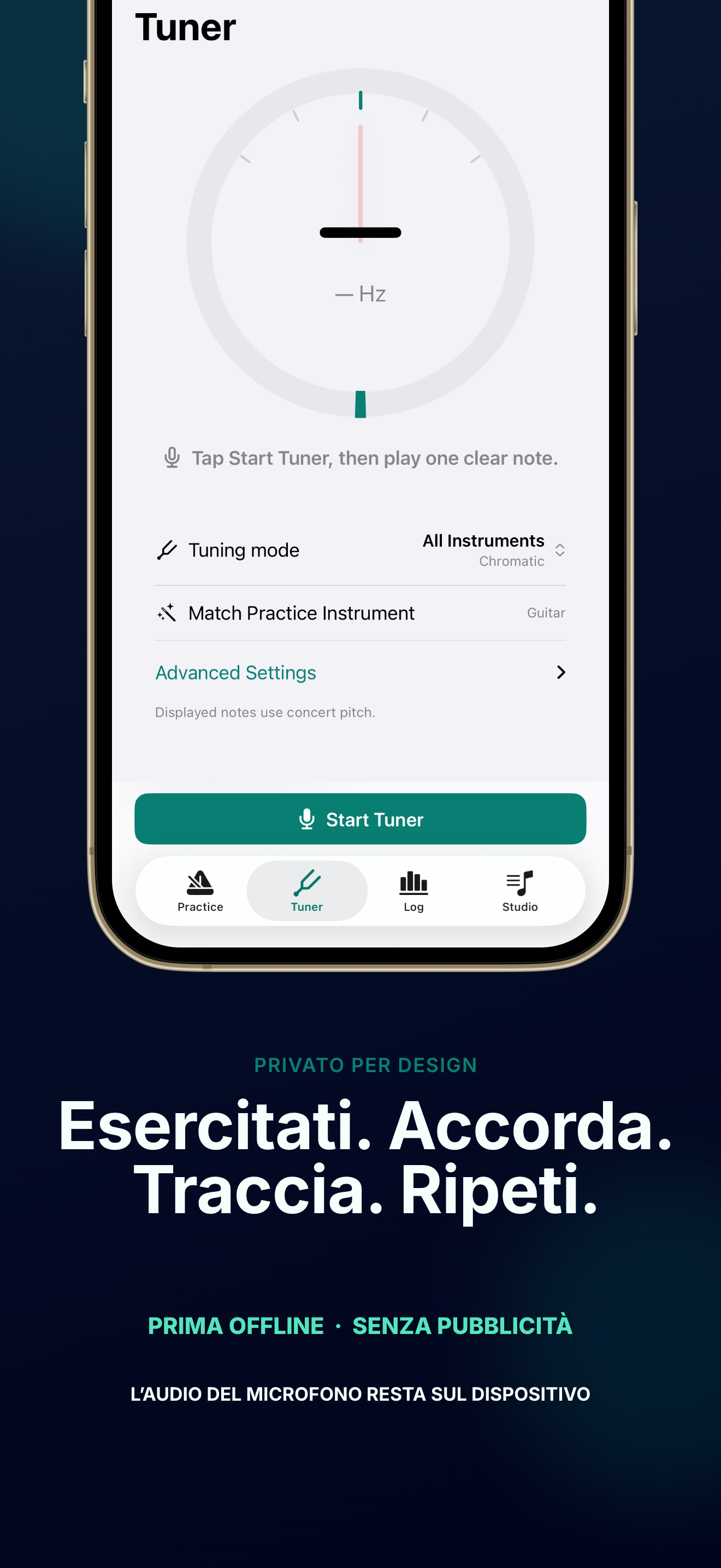Registro di pratica e statistiche TempoMate: Metronomo